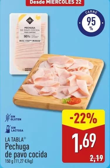 Oferta de La Tabla - Pechuga De Pavo Cocida por 1,69€ en ALDI