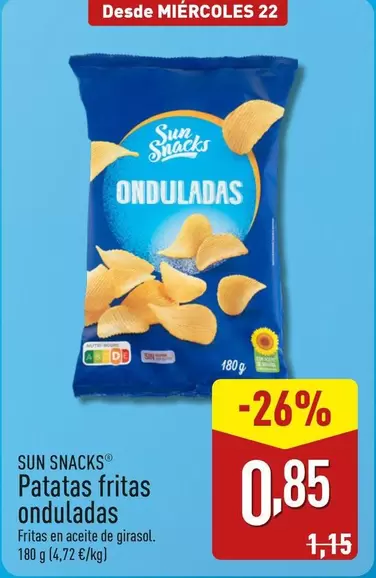 Oferta de Sun Snack - Patatas Fritas Onduladas por 0,85€ en ALDI