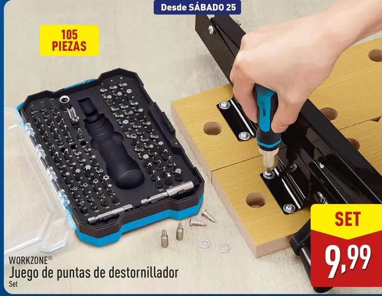 Oferta de Workzone - Juego De Puntas De Destornillador por 9,99€ en ALDI