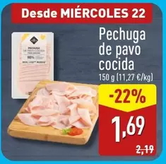 Oferta de Pechuga De Pavo Cocida por 1,69€ en ALDI