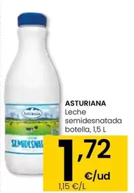 Oferta de Asturiana - Leche Semidesnatada por 1,72€ en Eroski