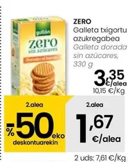 Oferta de Zero - Galleta Dorada Sin Azucares por 3,35€ en Eroski