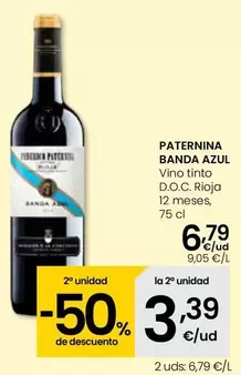 Oferta de Paternina Banda Azul - Vino Tinto D.O.C. Rioja 12 Meses por 6,79€ en Eroski