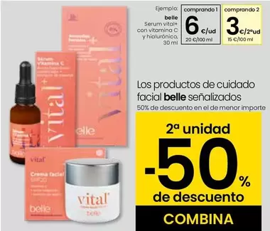 Oferta de Belle - Serum Vital+ Con Vitamina C Y Hialurónico por 6€ en Eroski