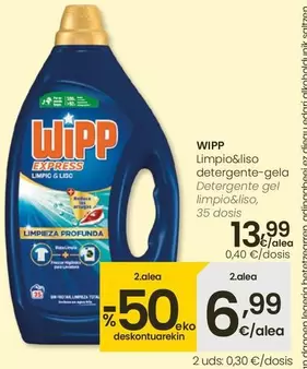 Oferta de Wipp - Detergente Gel Limpio&Liso por 13,99€ en Eroski