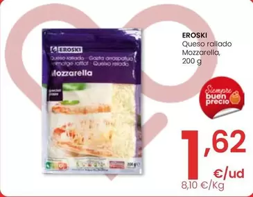 Oferta de Eroski - Queso Rallado Mozzarella por 1,62€ en Eroski