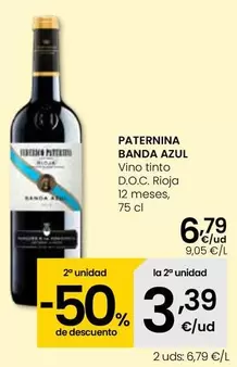 Oferta de Paternina Banda Azul - Vino Tinto D.O.C. Rioja 12 Meses por 6,79€ en Eroski