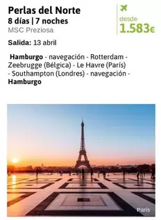 Oferta de Del Norte - Perlas por 1583€ en Viajes El Corte Inglés