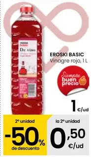 Oferta de Eroski Basic - Vinagre Rojo por 1€ en Eroski