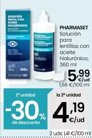 Oferta de Pharmaset - Solución Para Lentillas Con Aceite Hialurónico por 5,99€ en Eroski