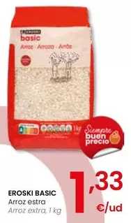 Oferta de Eroski Basic - Arroz Extra por 1,33€ en Eroski