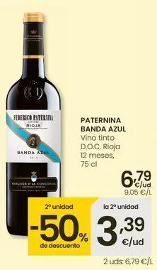 Oferta de Paternina Banda Azul - Vino Tinto D.O.C. Rioja 12 Meses por 6,79€ en Eroski