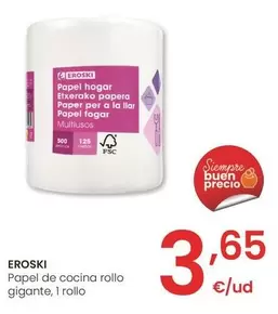 Oferta de Eroski - Papel De Cocina Rollo Gigante por 3,65€ en Eroski