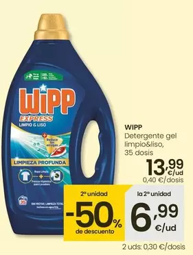 Oferta de Wipp - Detergente Gel Limpio&Liso por 13,99€ en Eroski