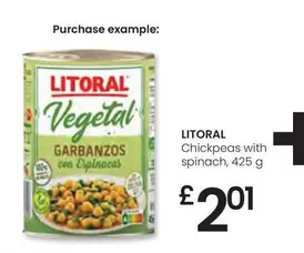 Oferta de Litoral - Chickpeas With Spinach por 2,01€ en Eroski