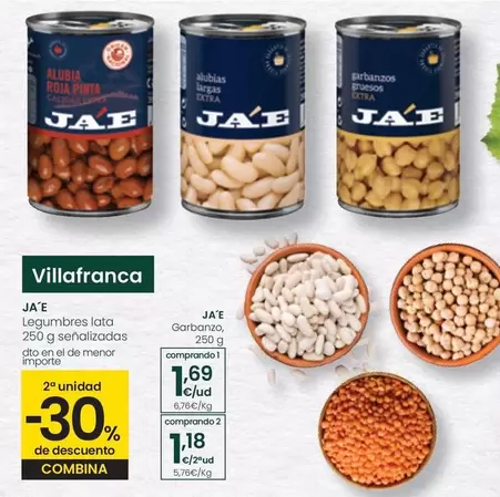 Oferta de JAE - Legumbres Lata por 1,69€ en Eroski