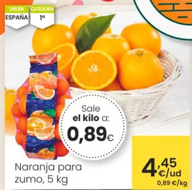 Oferta de Naranja Para Zumo por 4,45€ en Eroski