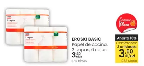 Oferta de Eroski Basic - Papel De Cocina por 3,89€ en Eroski