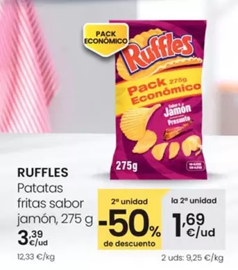 Oferta de Ruffles - Patatas Fritas Sabor Jamon por 3,39€ en Eroski