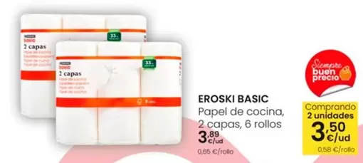 Oferta de Eroski Basic - Papel De Cocina por 3,89€ en Eroski