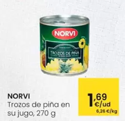 Oferta de Norvi - Trozos De Piña En Su Jugo por 1,69€ en Eroski