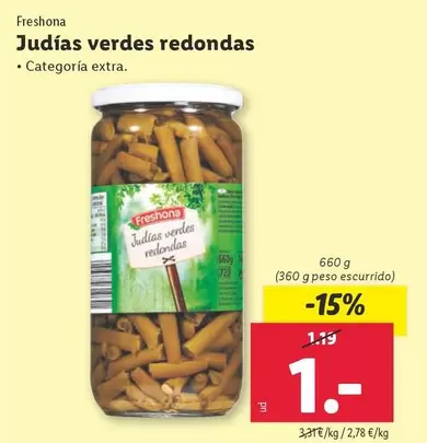 Oferta de Freshona - Judias Verdes Redondas por 1€ en Lidl