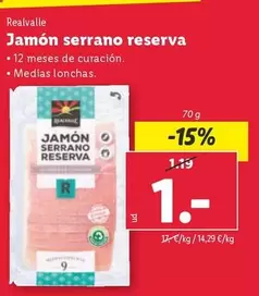 Oferta de Realvalle - Jamon Serrano Reserva por 1€ en Lidl