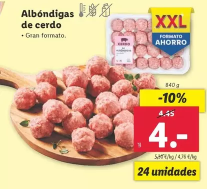 Oferta de Albóndigas De Cerdo por 4€ en Lidl