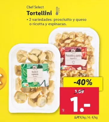 Oferta de Chef Select - Tortellini por 1€ en Lidl