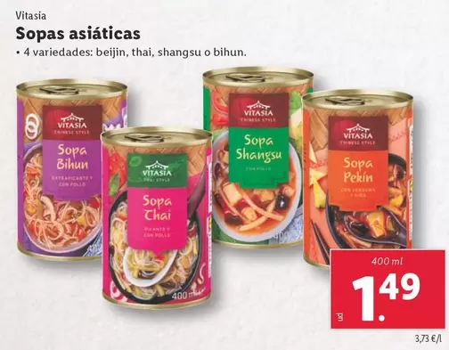 Oferta de Vitasia - Sopas Asiaticas por 1,49€ en Lidl