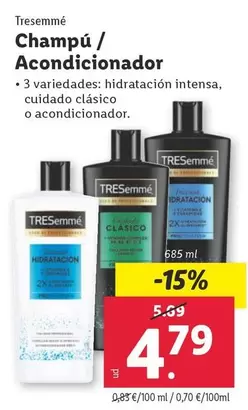 Oferta de TRESemmé - Champú / Acondicionador por 4,79€ en Lidl