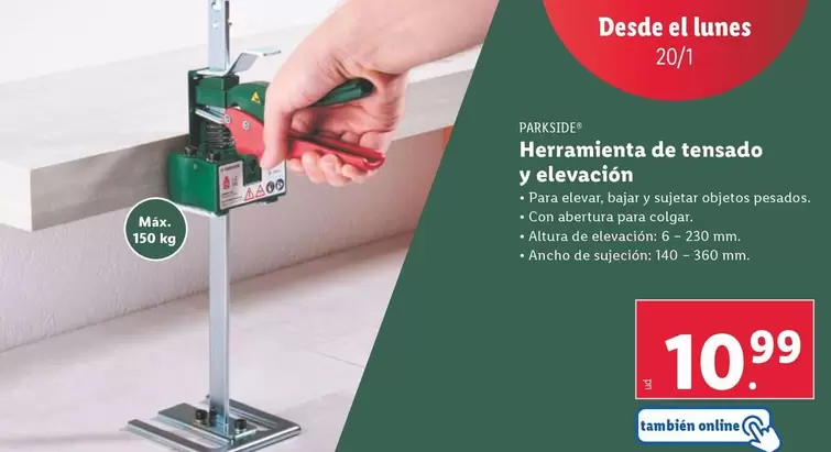 Oferta de Parkside - Herramienta De Tensado Y Elevacion por 10,99€ en Lidl