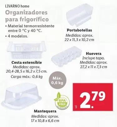 Oferta de Livarno Home - Organizadores Para Frigorifico por 2,79€ en Lidl