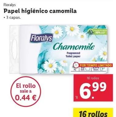 Oferta de Floralys - Papel higiénico camomila por 6,99€ en Lidl