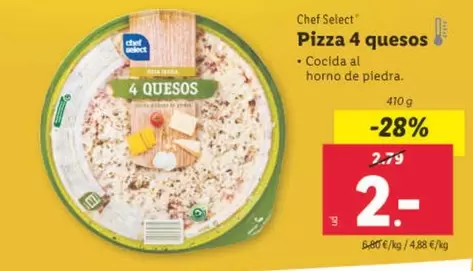 Oferta de Chef select - Pizza 4 Quesos por 2€ en Lidl