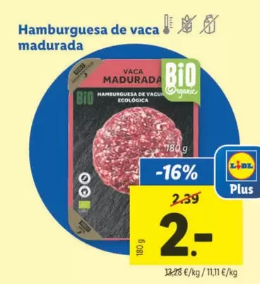 Oferta de Hamburguesa De Vaca Madurada por 2€ en Lidl