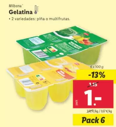 Oferta de Milbona - Gelatina por 1€ en Lidl