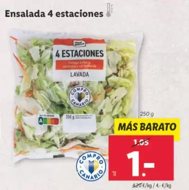 Oferta de Ensalada 4 Estaciones por 1€ en Lidl