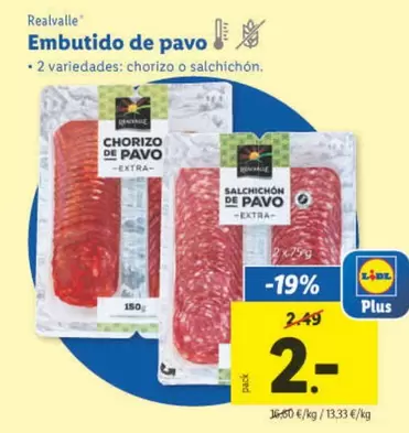 Oferta de Realvalle - Embutido De Pavo por 2€ en Lidl