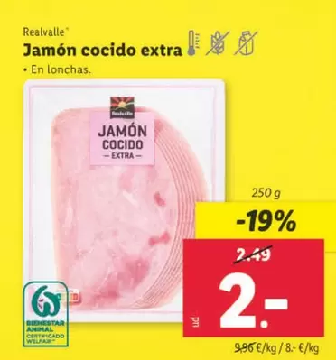 Oferta de Realvalle - Jamon Cocido Extra por 2€ en Lidl