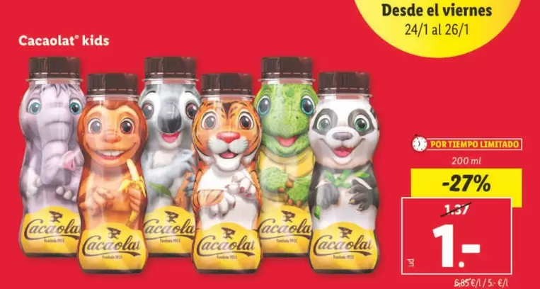 Oferta de Cacaolat - Kids por 1€ en Lidl