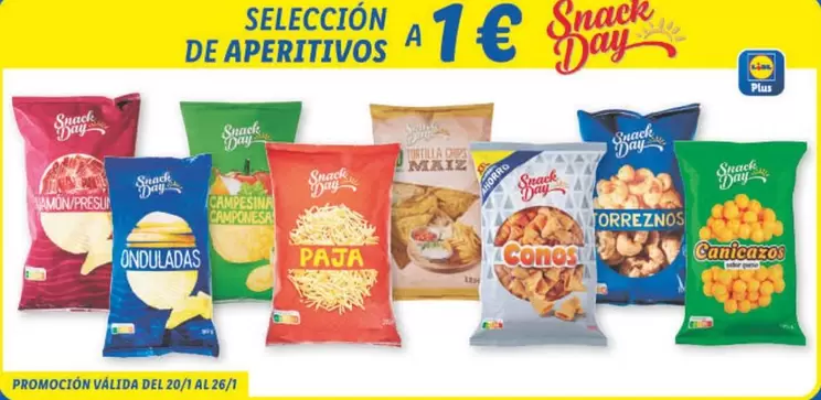 Oferta de Snack Day - Seleccion De Aperitivos por 1€ en Lidl