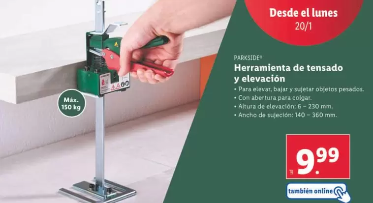 Oferta de Parkside - Herramienta De Tensado Y Elevacion por 9,99€ en Lidl