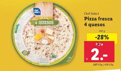 Oferta de Chef Select - Pizza Fresca 4 Quesos por 2€ en Lidl