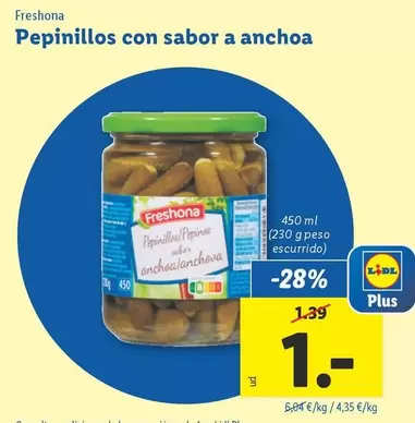 Oferta de Freshona - Pepinillos Con Sabor A Anchoa por 1€ en Lidl