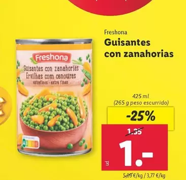 Oferta de Freshona - Guisantes Con Zanahorias por 1€ en Lidl