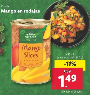 Oferta de Vitasia - Mango En Rodajas por 1,49€ en Lidl