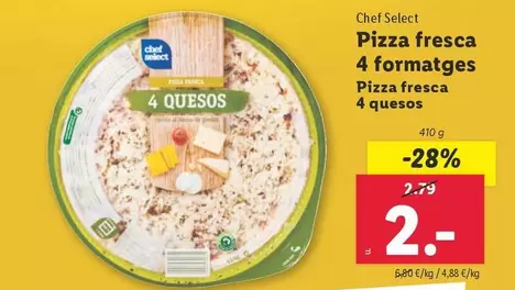 Oferta de Chef Select - Pizza Fresca 4 Quesos por 2€ en Lidl