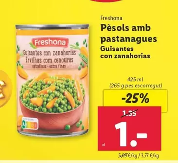 Oferta de Freshona - Guisantes Con Zanahorias por 1€ en Lidl