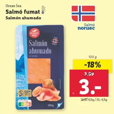 Oferta de Ocean Sea - Salmón Ahumado por 3€ en Lidl